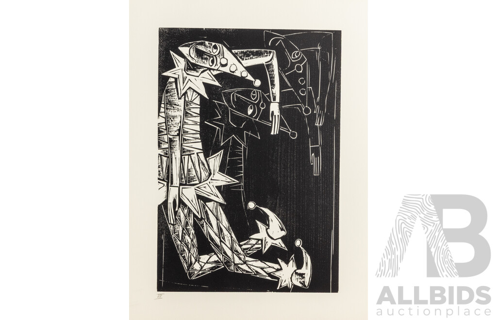 Werner Rosenbusch, (20th Century, German, 1924-2016), Totentanz (Death), Woodcut Cycle, Twelve Original Woodcuts on Copperplate in Original Portfolio Folder, 54 x 40 & 40 x 54 cm (sheets) (12)