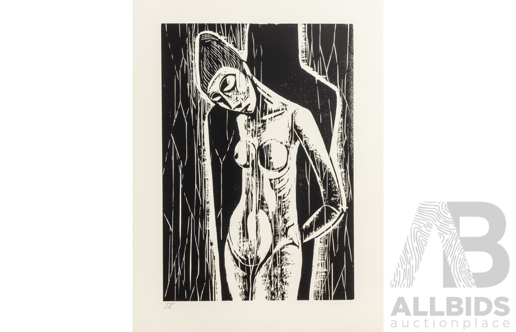 Werner Rosenbusch, (20th Century, German, 1924-2016), Totentanz (Death), Woodcut Cycle, Twelve Original Woodcuts on Copperplate in Original Portfolio Folder, 54 x 40 & 40 x 54 cm (sheets) (12)