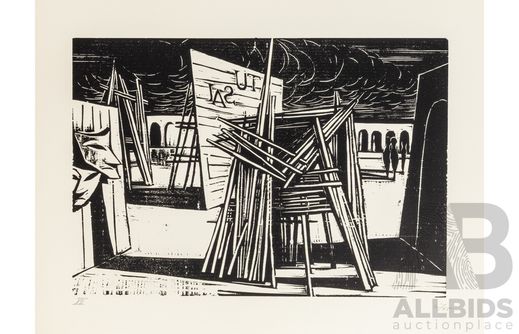 Werner Rosenbusch, (20th Century, German, 1924-2016), Totentanz (Death), Woodcut Cycle, Twelve Original Woodcuts on Copperplate in Original Portfolio Folder, 54 x 40 & 40 x 54 cm (sheets) (12)