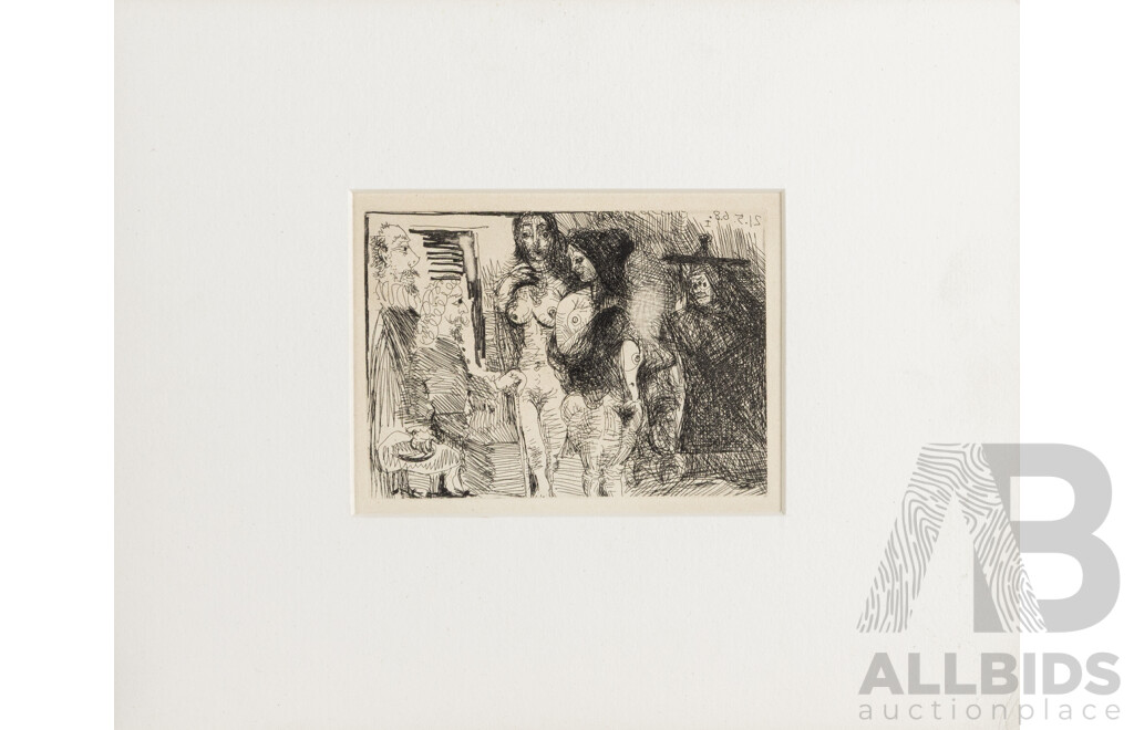 Pablo Picasso, (19/20th Centuries, Spanish-Born French, 1881-1973),  La Celestine (1968-69), Etching, 9 x 12 cm (image)
