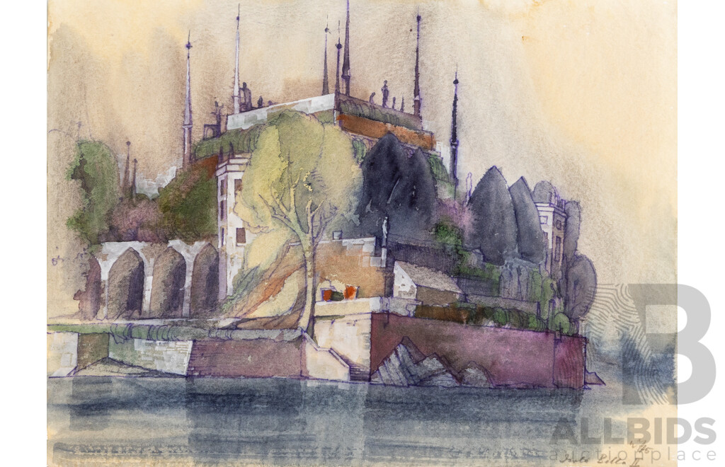Werner Rosenbuch, (20th Century, German, 1924-2016), Isola Bella II (1975), Wonderful Original Watercolour on Card, 30 x 40 cm