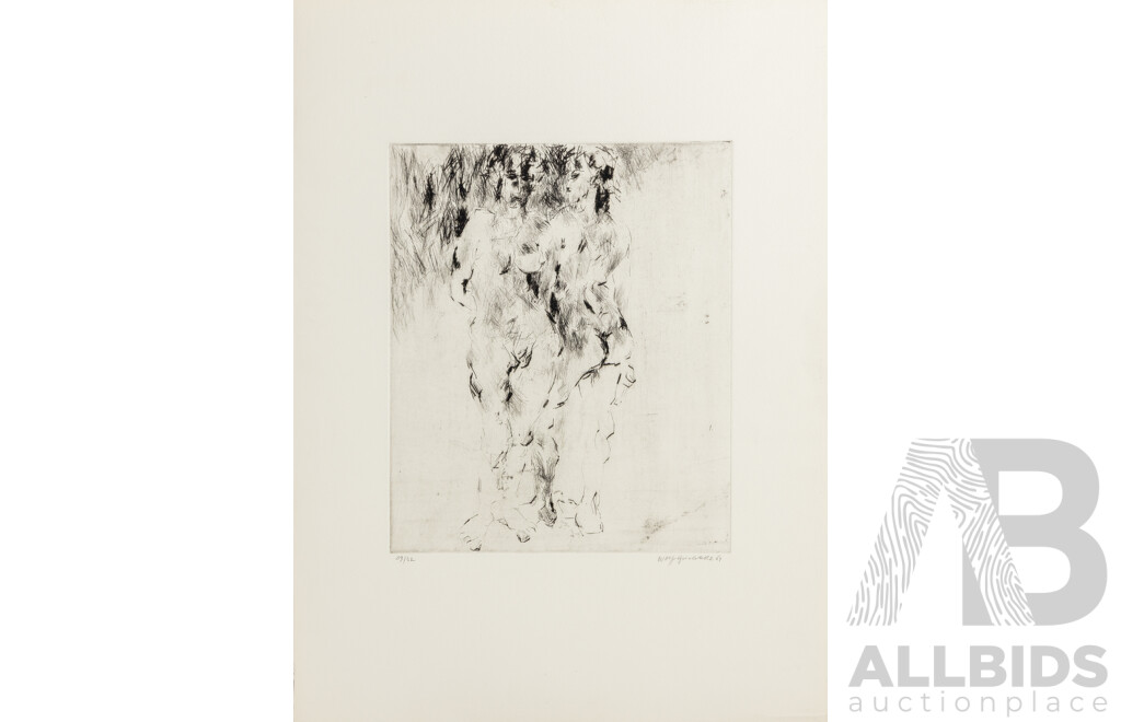 Wolff Buchholz, (20th Century, German, 1935-2010), Abstract Composition Nudes, Original Signed and Editioned Etching, 53 x 39 cm (sheet)