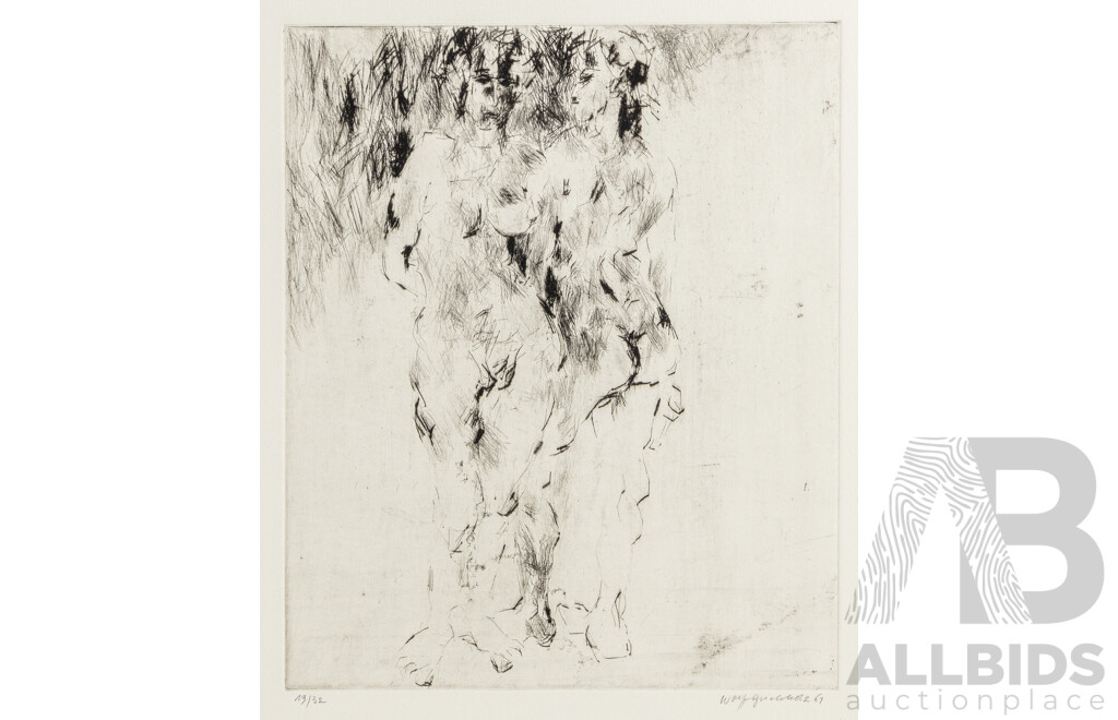 Wolff Buchholz, (20th Century, German, 1935-2010), Abstract Composition Nudes, Original Signed and Editioned Etching, 53 x 39 cm (sheet)