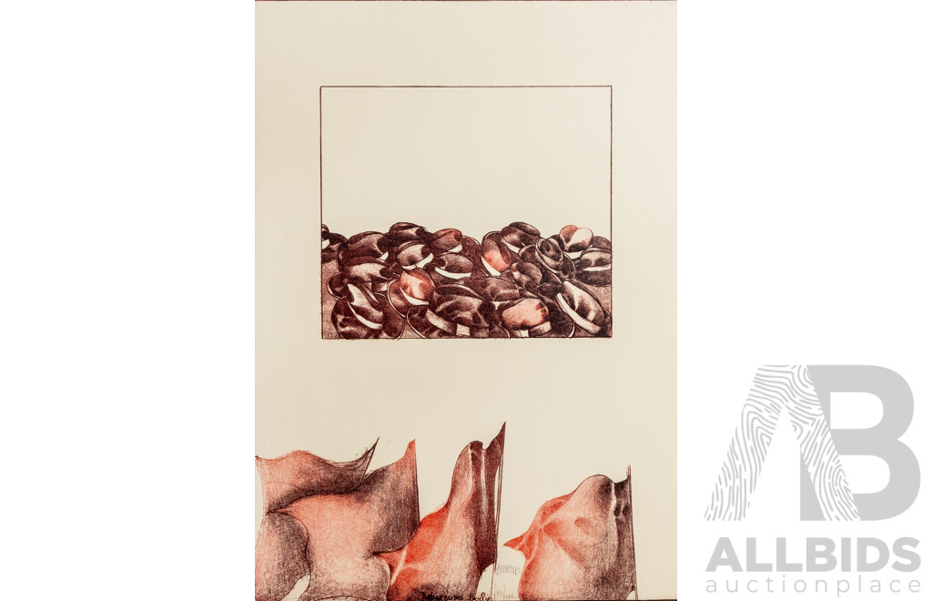 Bruno Bruni (20th Century, Italian, 1935-), Red Flags & Black Hats, Signed & Limited Editioned Lithograph, 70 x 50 cm (sheet)