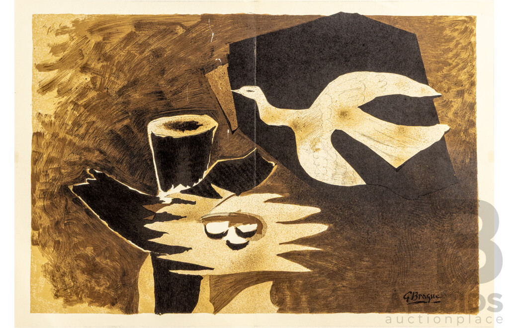 Georges Braque (19/20th Centuries, French, 1882-1963), L'Oiseu Et Son Nid (Bird Returning to Its Nest), Vintage Lithograph From French Art Magazine, c1956, 38 x 56 cm (sheet)