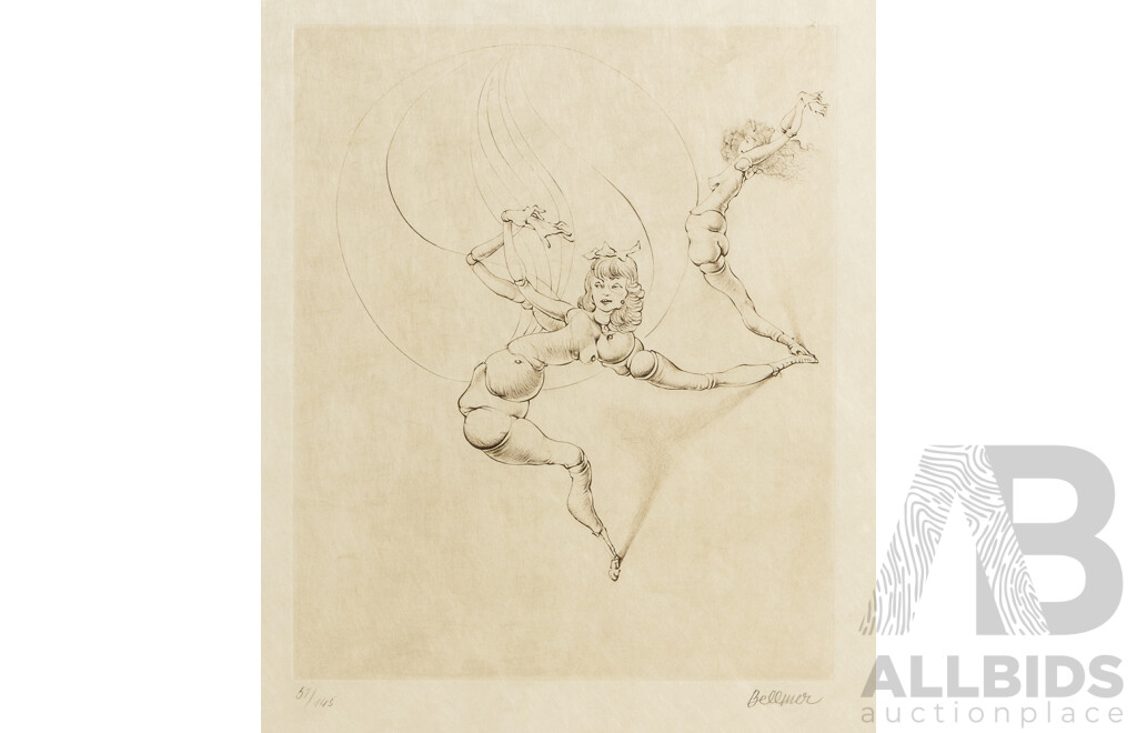 Hans Bellmer, (20th Century, Polish-Born German, 1902-1975), La Poupee Tanzend (Doll Dancing), Original Signed and Editioned Etching, 50 x 34 cm (sheet)