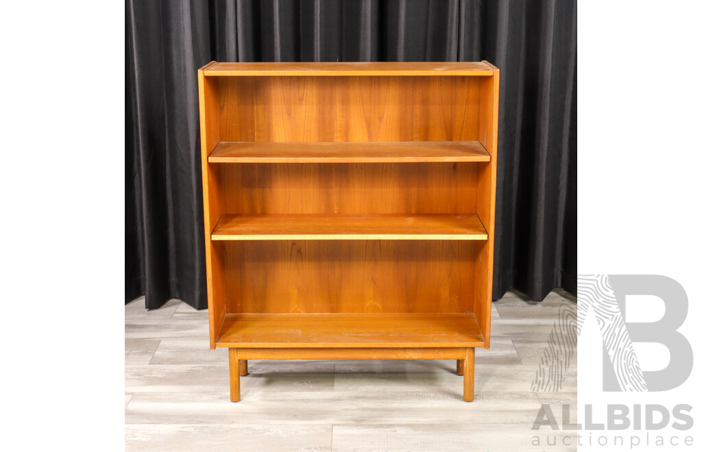 Vintage Teak Open Bookcase with Three Shelves