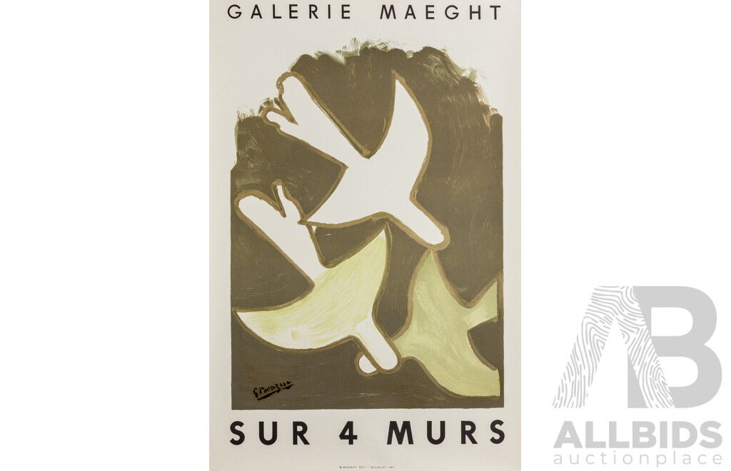 Georges Braque, (19/20th Centuries, French, 1882-1963), Sur 4 Murs (On 4 Walls) (1959), Wonderful Vintage Original Lithograph, 71 x 47 cm (sheet)