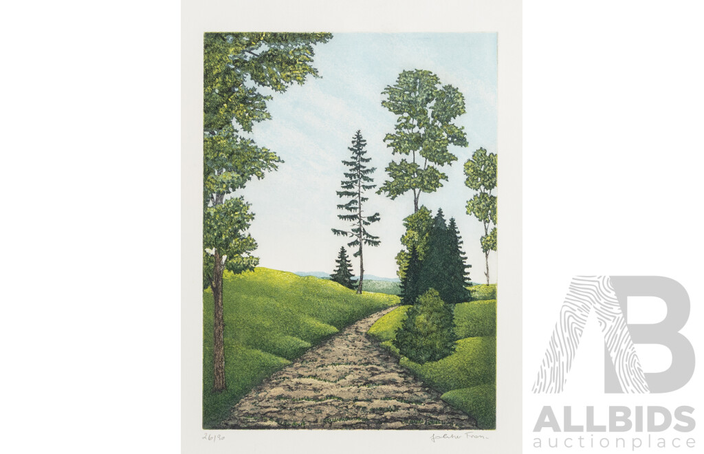 Franz Politzer, (20th Century, Austrian, 1950-), Weg Zum Horizont [Pathway to Horizon], Original Editioned & Signed Colour Etching, 57 x 45 cm (sheet)