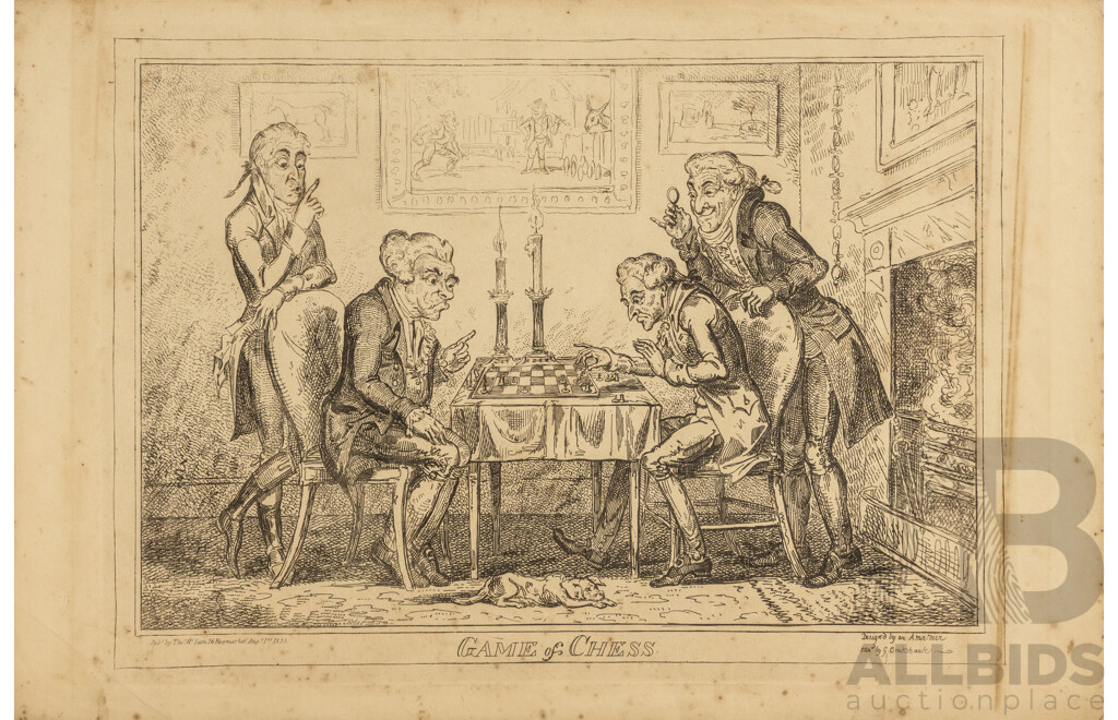 Collection of Three Antique French & English Cartoons, Including Colour Lithograph (^c1842) Likely by Honore Daumier, 33 x 25 cm (sheet)