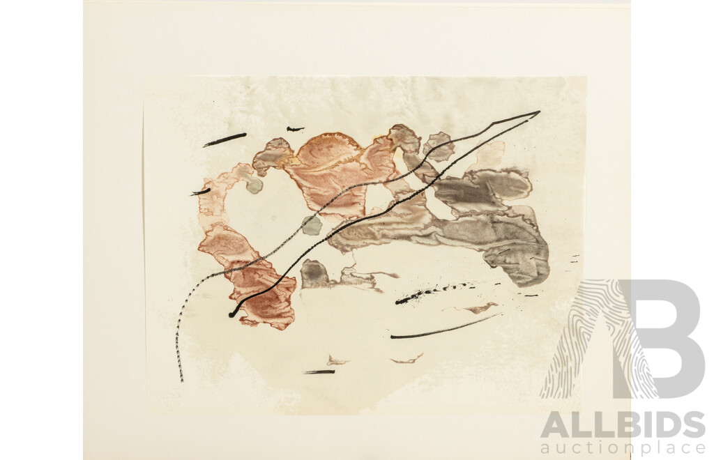 Joan Miro, (29th Century, Spanish, 1893-1983), Trace Sur L’eau-Suite D’aquarelles, Suite of 14 Reproductions Watercolors + Cover in Portfolio (1963)