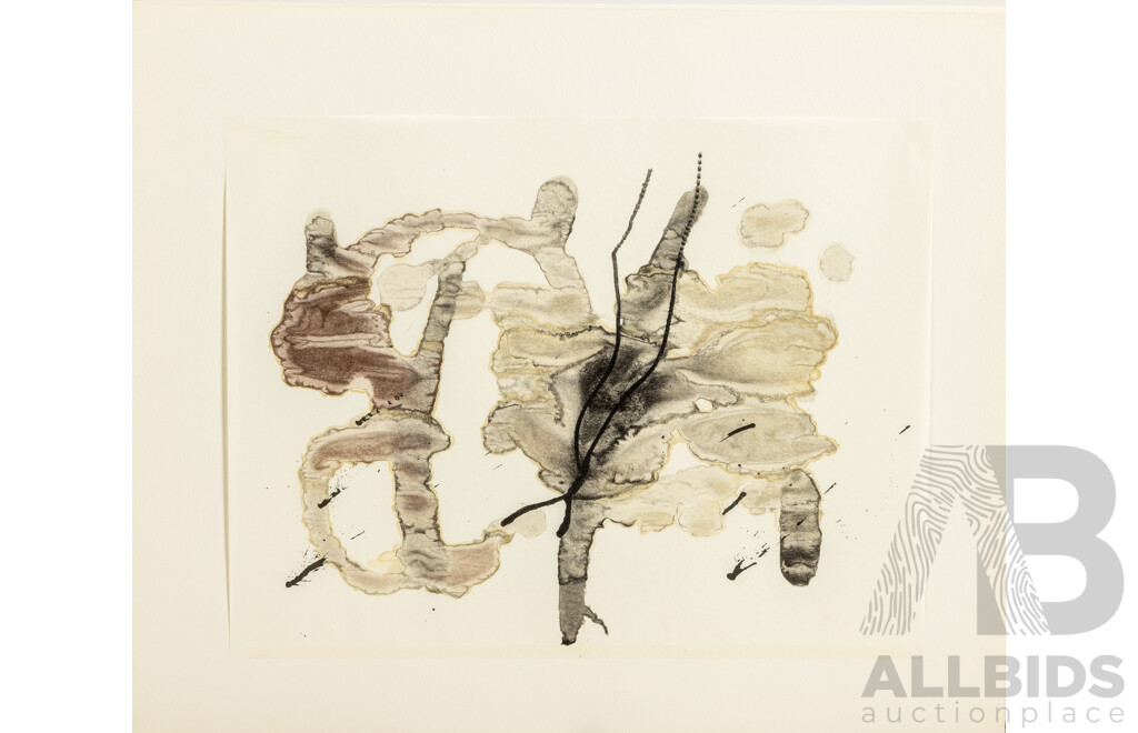 Joan Miro, (29th Century, Spanish, 1893-1983), Trace Sur L’eau-Suite D’aquarelles, Suite of 14 Reproductions Watercolors + Cover in Portfolio (1963)