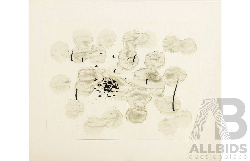 Joan Miro, (29th Century, Spanish, 1893-1983), Trace Sur L’eau-Suite D’aquarelles, Suite of 14 Reproductions Watercolors + Cover in Portfolio (1963)