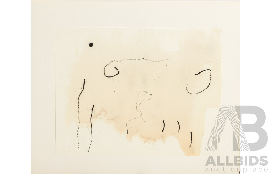 Joan Miro, (29th Century, Spanish, 1893-1983), Trace Sur L’eau-Suite D’aquarelles, Suite of 14 Reproductions Watercolors + Cover in Portfolio (1963)