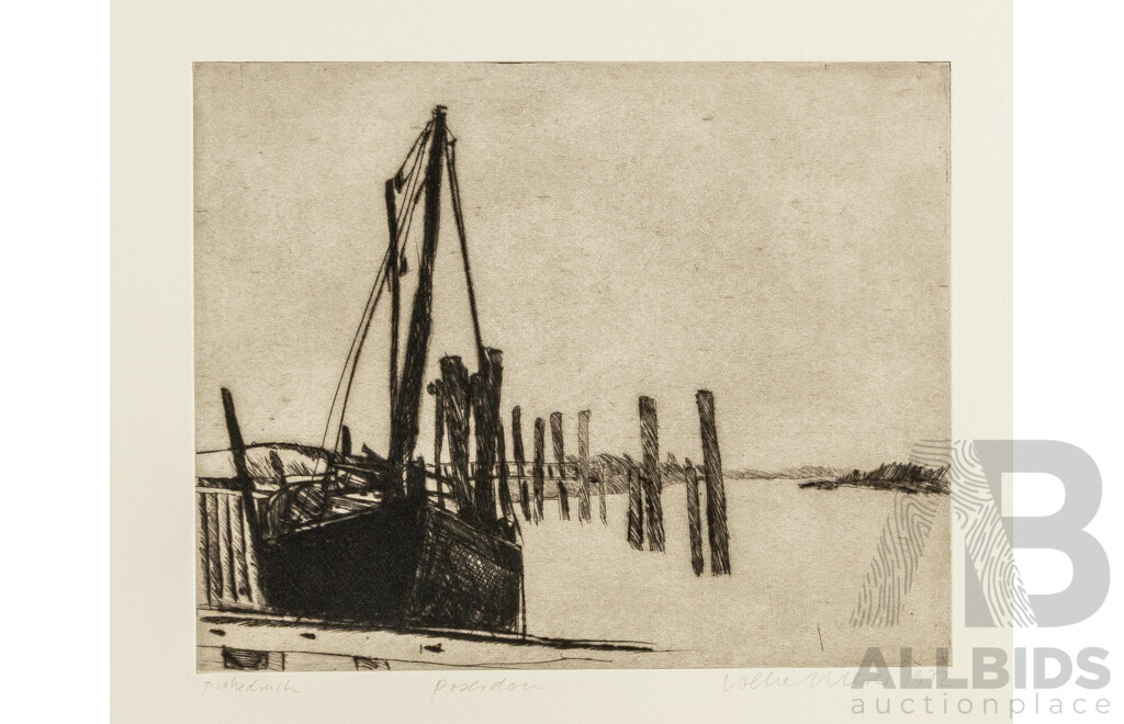 Signed Indistinctly, (20th Century, German), Poseidon (1972), Original Vintage Etching, 60 x 50 cm (sheet)