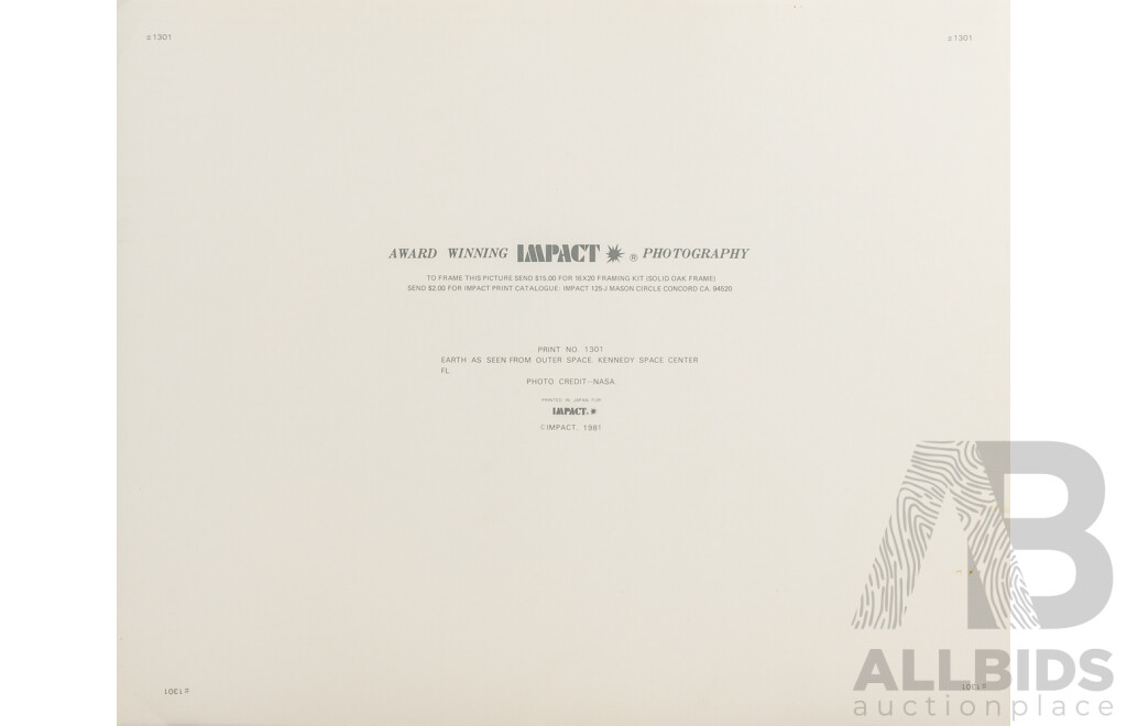 NASA (1981), Earth as Seen From Kennedy Space Center, Florida, Vintage Archival Colour Print, 40 X 50 Cm (approx)