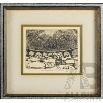 Joseph A. Lieberman (20th Century, American-Born Australian, 1947-), Max Beckman Dining Alone, Signed & Editioned Etching, 30 x 32 cm (frame)
