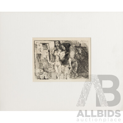 Pablo Picasso, (19/20th Centuries, Spanish-Born French, 1881-1973),  La Celestine (1968-69), Etching, 9 x 12 cm (image)