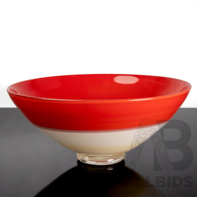 Large Art Glass Two Tone Bowl by Maureen Williams