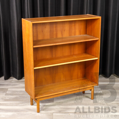 Vintage Teak Open Bookcase with Three Shelves
