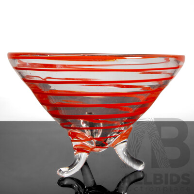 Tri-footed Art Glass Bowl by Mark Thiele, Australia