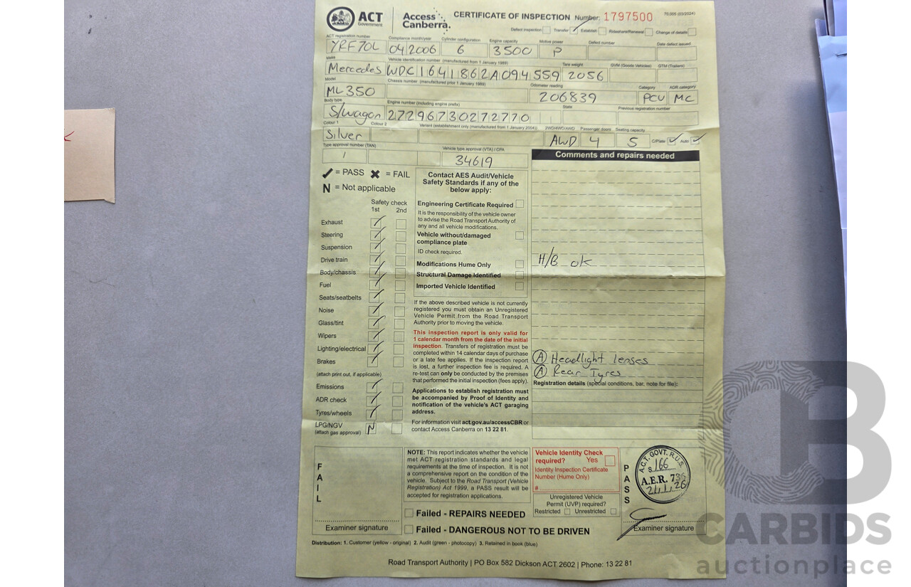 4/2006 Mercedes-Benz ML 350 (AWD) W164 4d Wagon Silver 3.5L