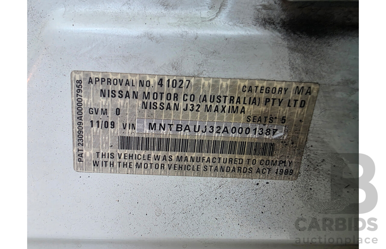 11/2009 Nissan Maxima 350 ST-S J32 4d Sedan White 3.5L