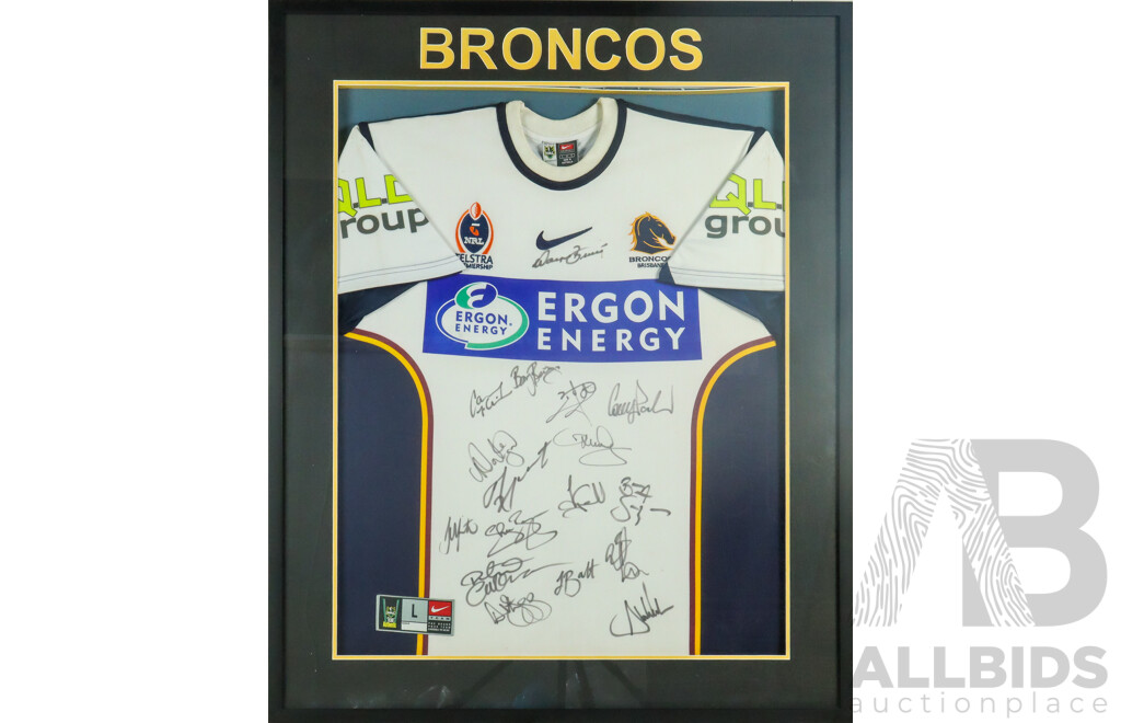 Framed Singed 2006 Brisbane Broncos Jersey