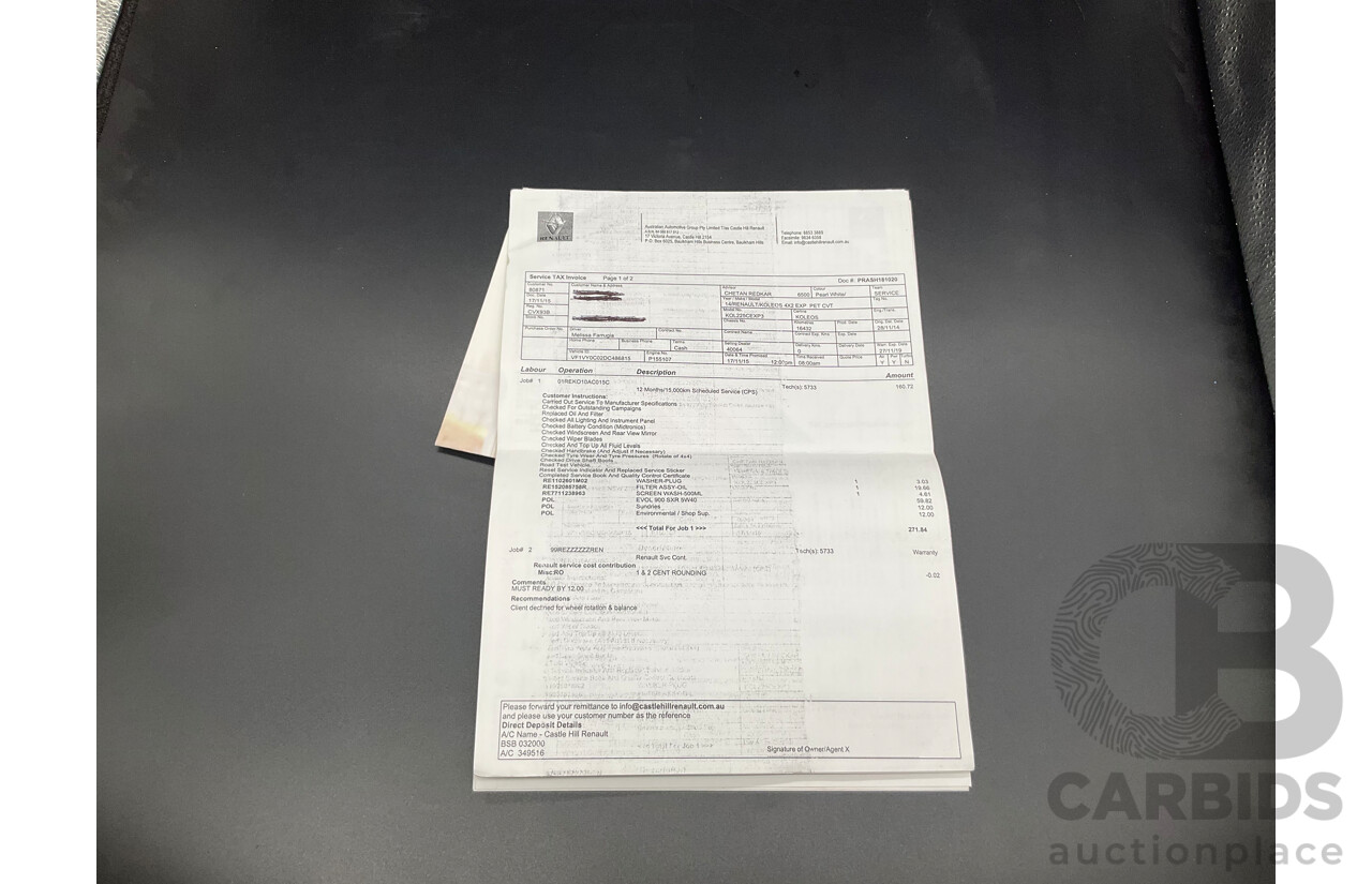 1/2014 Renault Koleos Expression (4x2) H45 Phase III 4d Wagon White Pearl 2.5L