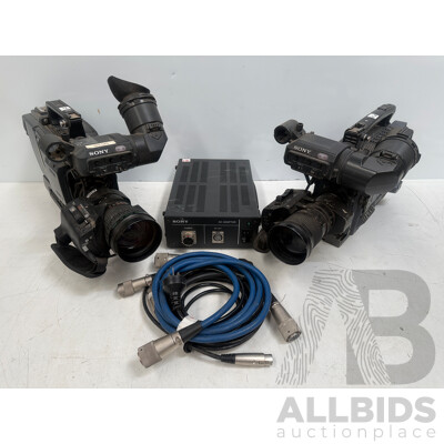 2x Sony Model DXC D50 WSP,DXF 801CE View Finder. Fujinon Lens 19 X 8.7brm X 2 Base Plate +Sony DSR 570 WSP. ViewFinder,FUJINON 14 X 8.5brm X 2 Base Plate +Sony AC Adaptor 26 Pin to 26pin Cable, 26pin to 14 Pin Cable, Power 4pin to 4pin.