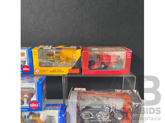 Collection of Various Model Construction Vehicles, Bike and More