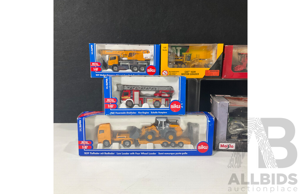 Collection of Various Model Construction Vehicles, Bike and More