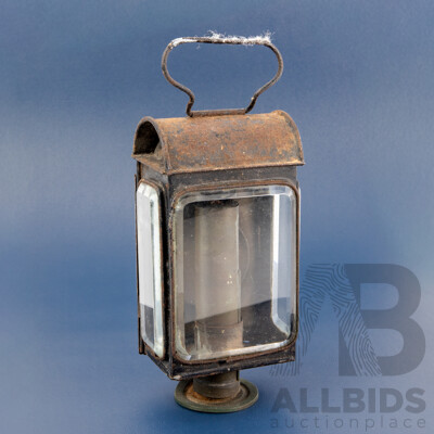 Antique Hand Held Lantern with Beveled Glass