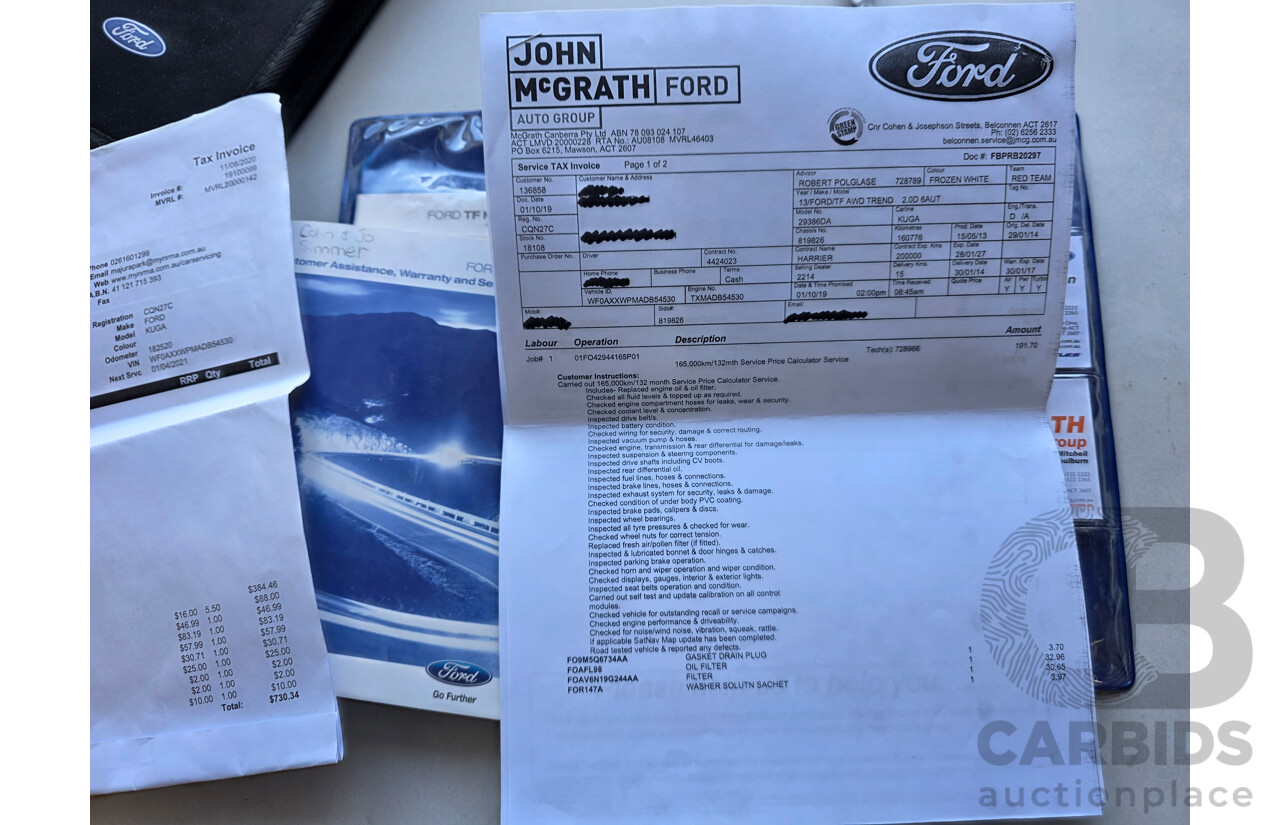 7/2013 Ford Kuga Trend (AWD) TF 4d Wagon White 2.0L