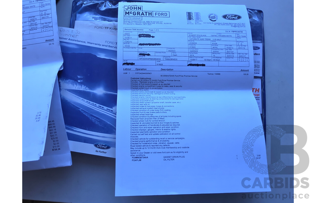 7/2013 Ford Kuga Trend (AWD) TF 4d Wagon White 2.0L