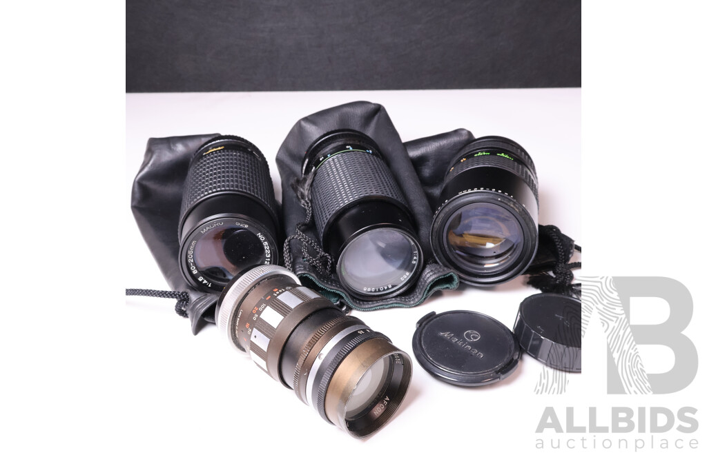 Group of Manual Focus Telephoto and Zoom Lenses