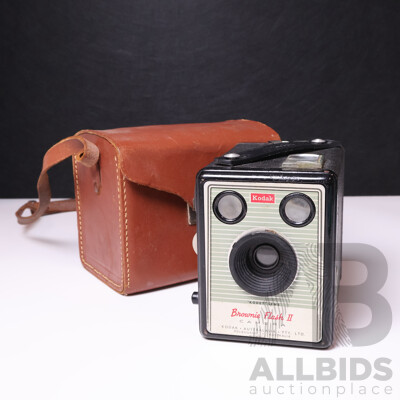 Kodak Brownie Flash II Camera with Leather Case