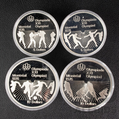 Canada 1976 Four Silver Proof Coin Set, Montreal Olympic Games .925
