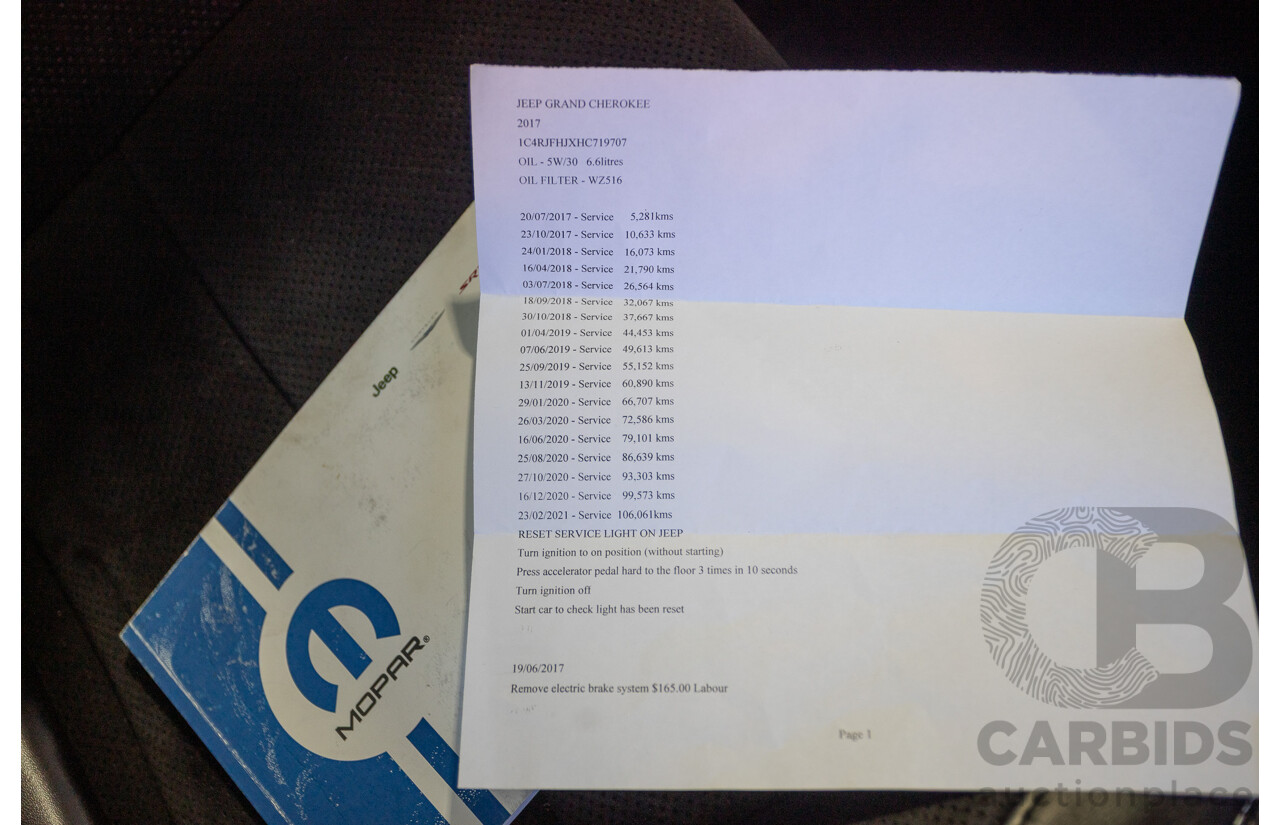 2/2017 Jeep Grand Cherokee SRT (4x4) WK MY17 4D Wagon Mineral Grey Metallic V8 6.4L