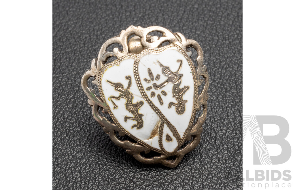 Vintage Sterling Silver And White Enamel Siam Single Earring