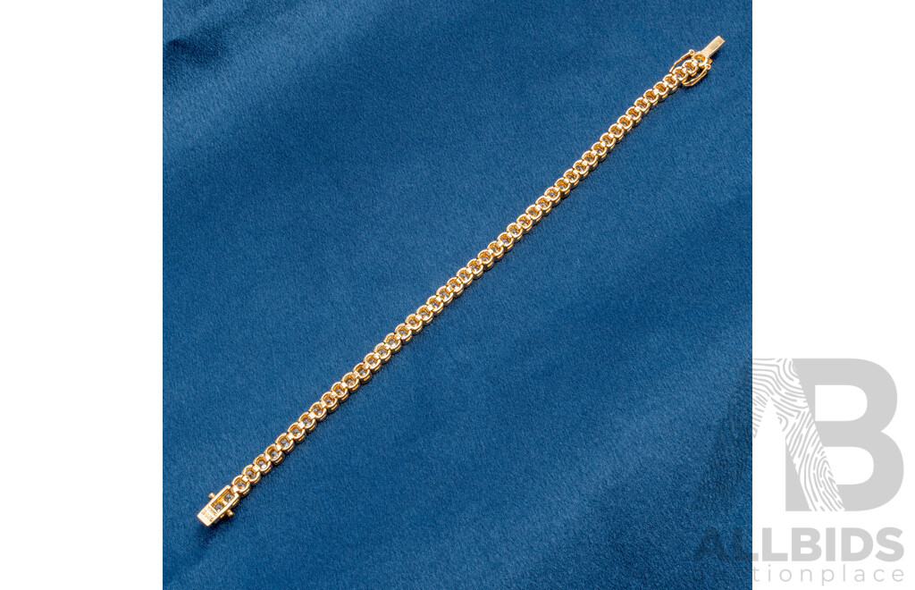 925 Sterling Silver Gold Plated Tennis Bracelet With Cubic Zirconias. Length - 19.5cms