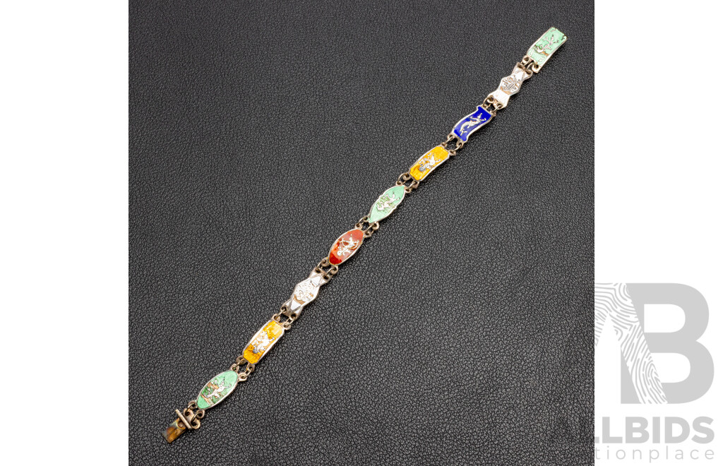 Sterling Silver and Multi Colour Enamel Siam Bracelet