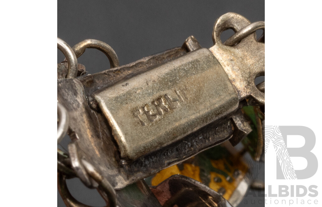 Sterling Silver and Multi Colour Enamel Siam Bracelet