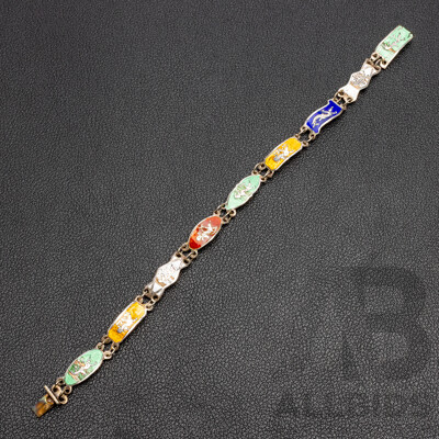 Sterling Silver and Multi Colour Enamel Siam Bracelet