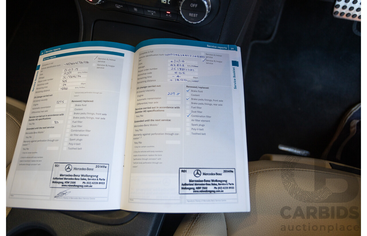 4/2014 Mercedes-Benz B250 246 MY14 5D Hatchback Mountain Grey Metallic Turbo 2.0L