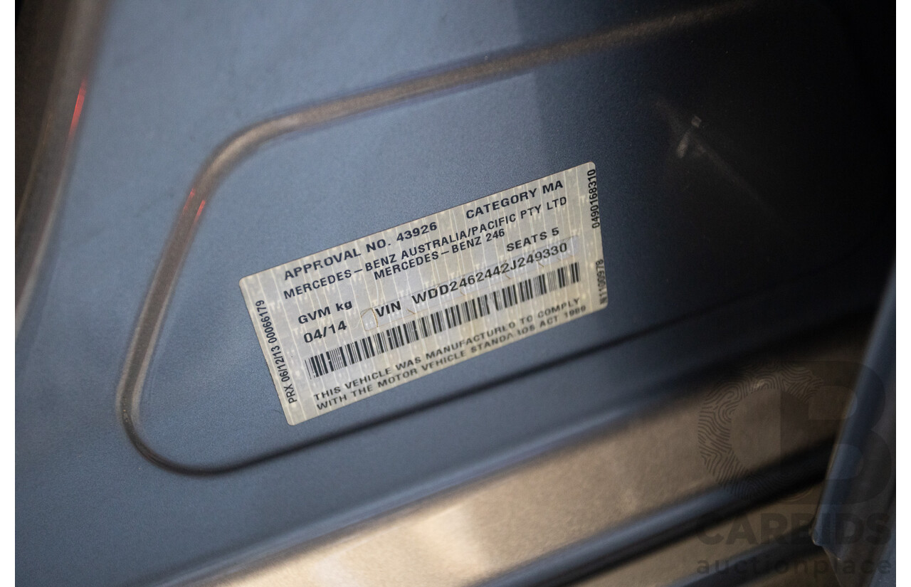 4/2014 Mercedes-Benz B250 246 MY14 5D Hatchback Mountain Grey Metallic Turbo 2.0L