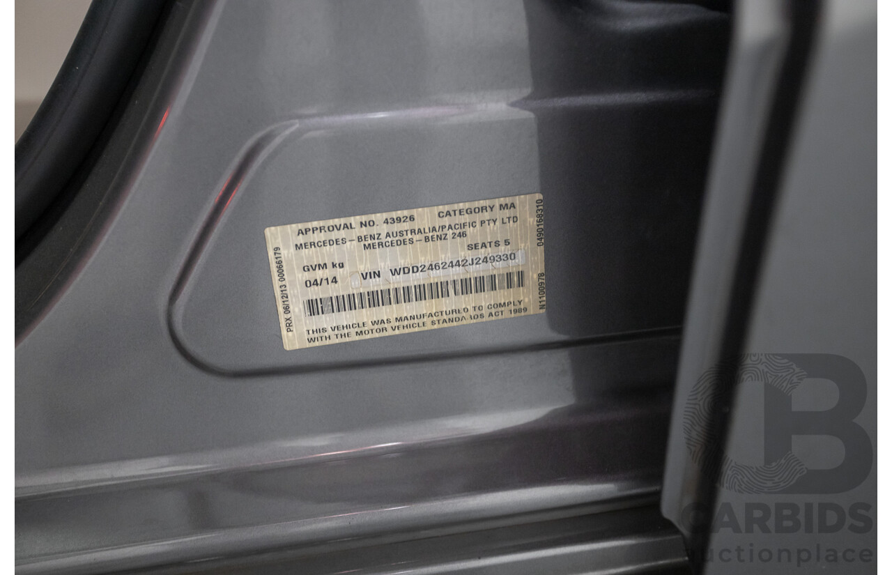 4/2014 Mercedes-Benz B250 246 MY14 5D Hatchback Mountain Grey Metallic Turbo 2.0L