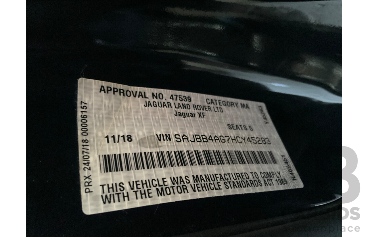 10/2018 Jaguar XF 25t R-Sport (184kW RWD) X260 MY19 4D Sedan Ultimate Black Metallic Turbo 2.0L