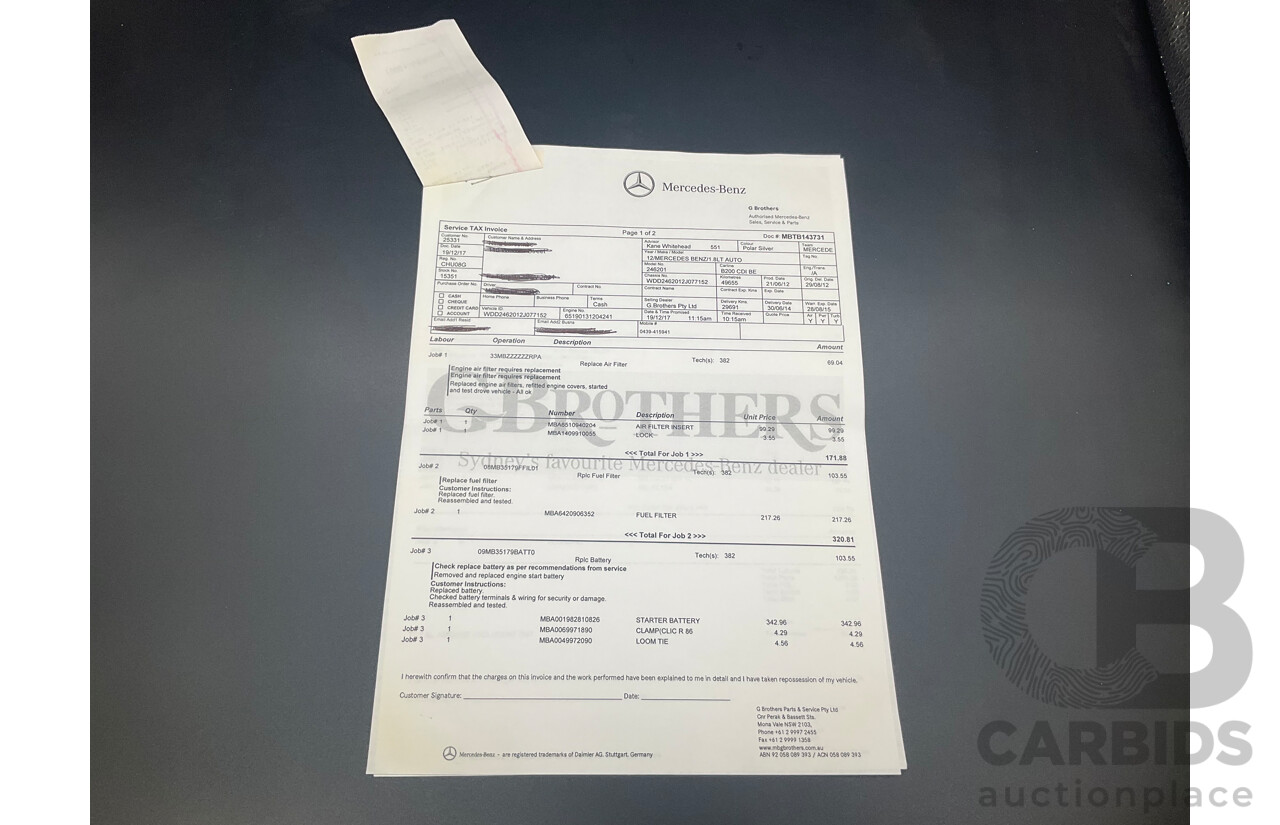 8/2012 Mercedes-Benz B200 CDI BE 246 MY13 5d Hatchback Polar Silver Metallic Turbo Diesel 1.8L