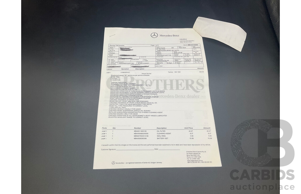 8/2012 Mercedes-Benz B200 CDI BE 246 MY13 5d Hatchback Polar Silver Metallic Turbo Diesel 1.8L